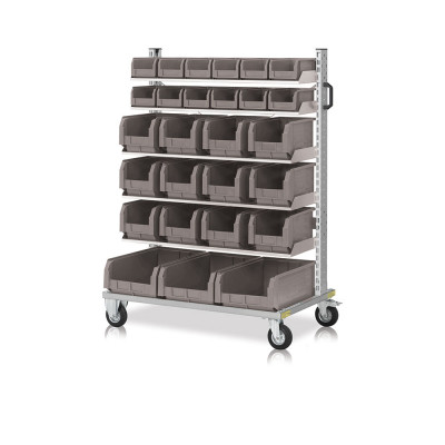 Trolley with 27 grey containers mm. 1025Lx615Dx1430H.