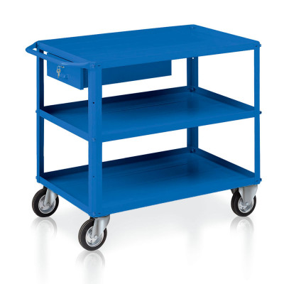 C558B Trolley 3 trays, 1 box mm. 1040Lx600Dx865H. Blue.