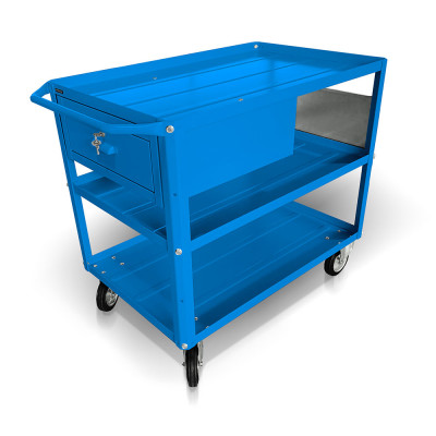C559B Trolley 3 trays, 1 drawer BL362- mm. 1040Lx600Dx865H. Blue.
