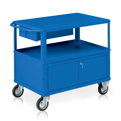 C564B Trolley 3 trays, 1 chest, 1 box mm. 1040Lx600Dx865H. Blue.