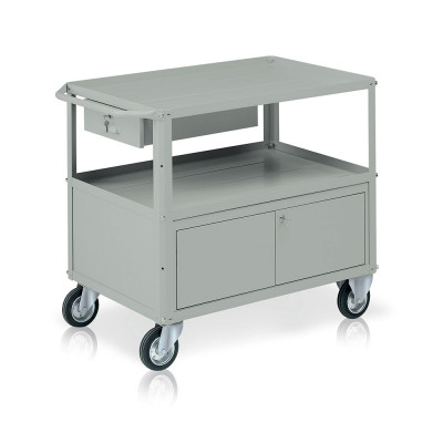 Trolley 3 trays, 1 chest, 1 box mm. 1040Lx600Dx865H. Grey.