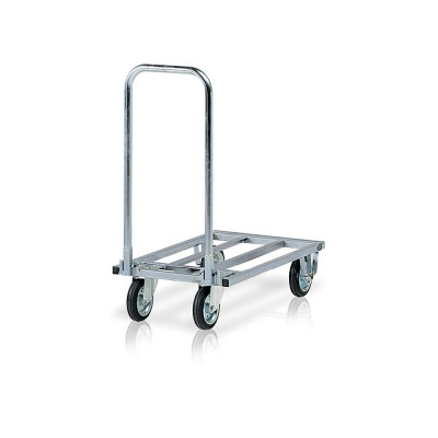 Folding handle trolley, open mm. 755/1060Lx460Dx175/905H. Galvanised.