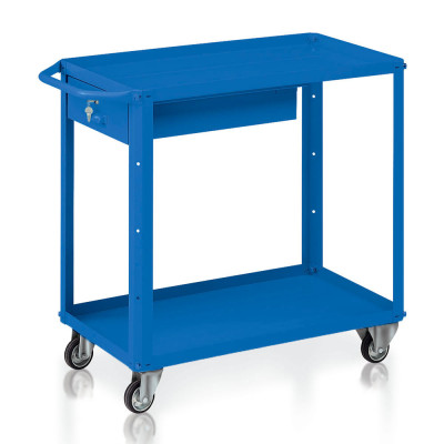 Trolley 2 trays, 1 box mm. 910Lx450Dx810H. Blue.