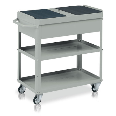 C010 Trolley 2 trays, tool cabinet mm. 920Lx478Dx875H. Grey.