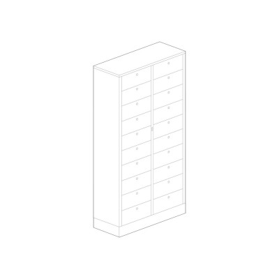 Metal folder-holder with 20 boxes with single locking. Sizes: 900Lx365Dx2000H mm.