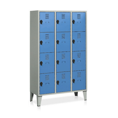Casellario 12 vani con piedi. Grigio/Blu