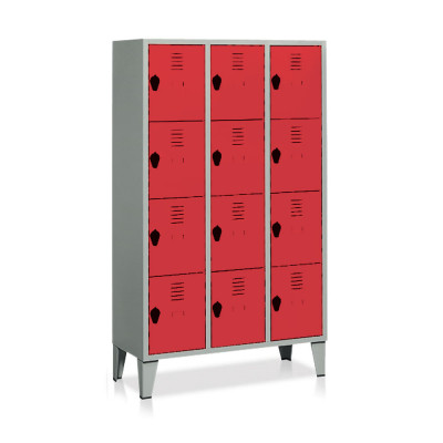 E393GR Filing cabinet 12 compartments mm. 1020Lx500Dx1800H. Grey/red.