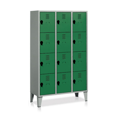 Filing cabinet 12 compartments mm. 1020Lx500Dx1800H. Grey/dark green.