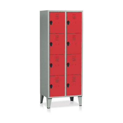 Filing cabinet 8 compartments mm. 690Lx500Dx1800H. Grey/red.