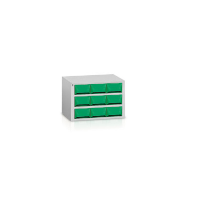 Drawer unit 9 drawers plastic mm. 456Lx325Dx306H. Grey.