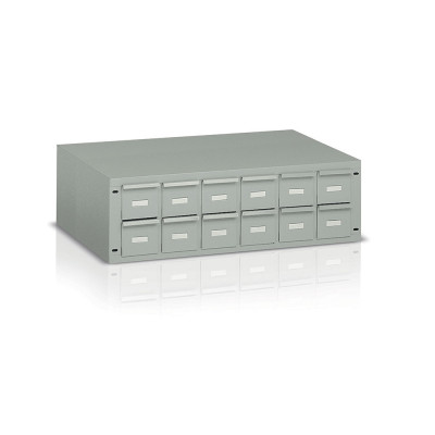 Chest of drawers with 12 drawers mm. 1000Lx500Dx300H. Grey.