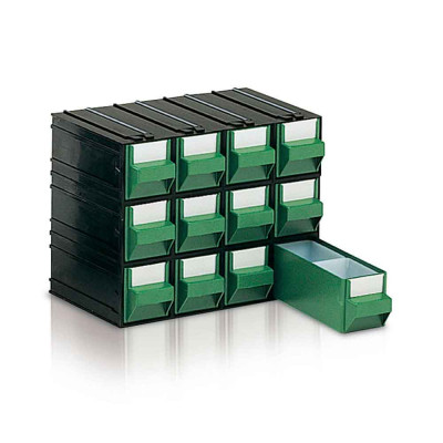 Drawer unit with 12 drawers green and 24 trays mm. 225Lx133Dx169H.