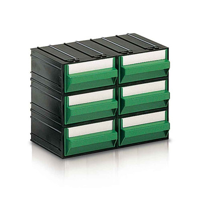 Drawer unit with 6 drawers green mm. 225Lx133Dx169H.