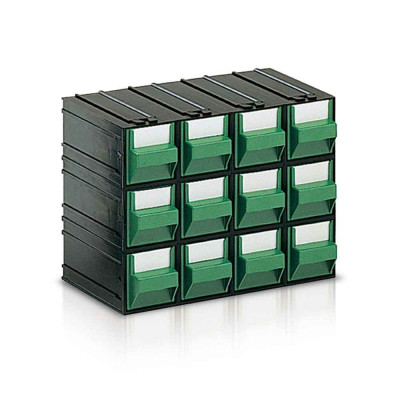 Drawer unit with 12 drawers green mm. 225Lx133Dx169H.