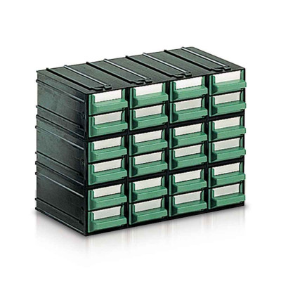 Drawer unit with 24 drawers green mm. 225Lx133Dx169H.