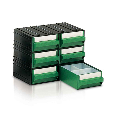 Drawer unit with 6 drawers green and 24 trays mm. 225Lx133Dx169H.