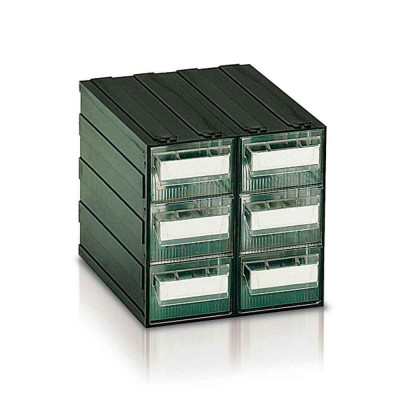 Drawer unit with 6 clear drawers and 12 dividers mm. 225Lx263Dx228H.