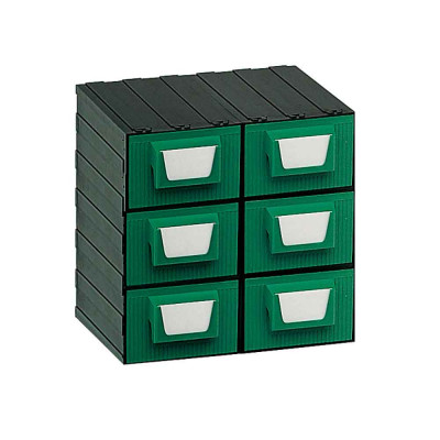 Drawer unit with 6 drawers green mm. 340Lx270Dx340H.