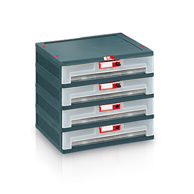 Drawer unit with 4 clear drawers mm. 450Lx460Dx420H.