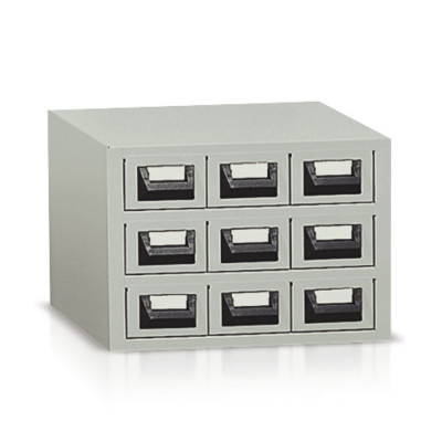 Drawer unit with 9 drawers sheet metal mm. 456Lx325Dx306H. Grey.