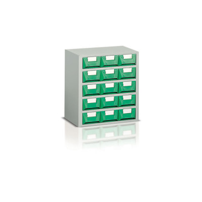 Drawer unit with 15 drawers mm. 456Lx325Dx496H. Grey.