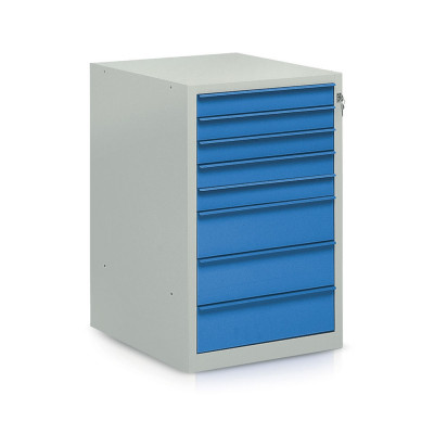 Drawer unit for bench with 8 drawers mm. 550Lx665Dx860H. Grey/blue.