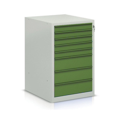 Drawer unit for bench with 8 drawers mm. 550Lx665Dx860H. Grey/green.