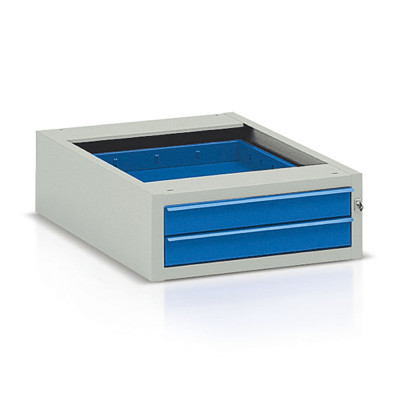 Cassettiera pensile 2 cassetti per banco. Grigio/Blu