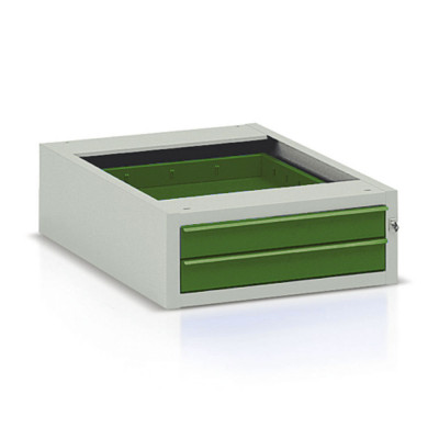 Hanging drawer for bench mm. 550Lx665Dx205H. Grey/green.
