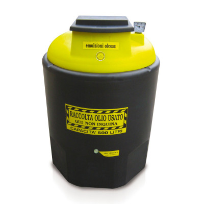 Container for collecting brake oil diameter 1000Lx1330H. Black-yellow.