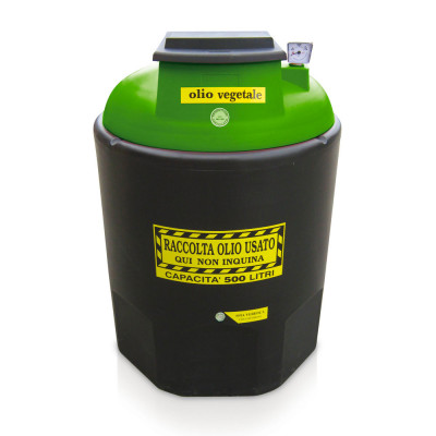 Polyethylene container for brake oil collection diameter 1000x1330H. Black-green.