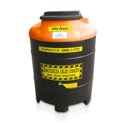 Container for collecting oily emulsions diameter 800x1100H. Black-orange.
