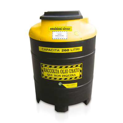 Container for mineral oil collection diameter 800x1100H. Black-yellow.