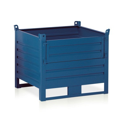 Container with door kg.1000 mm. 1000Lx800Dx650H+130H. Dark blue.
