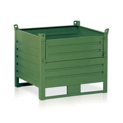 Container with door kg.1000 mm. 1000Lx800Dx650H+130H. Green.