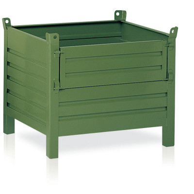 Container with door kg.800 mm. 1000Lx800Dx650H+130H. Green RAL 6011.