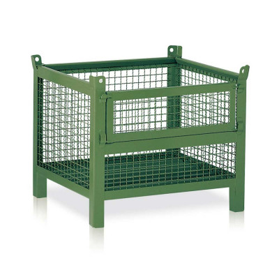 Mesh container with door kg.800 mm. 1000Lx800Dx650H+130H. Green.