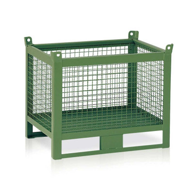 0327 Mesh container kg.1000 mm. 1000Lx800Dx650H+130H. Green.