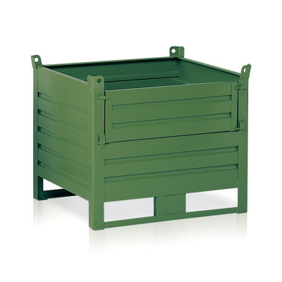 Container with door mm. 1200Lx800Dx650H+130H. Green.