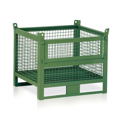 Mesh container with door mm. 1200Lx800Dx650H+130H. Green.