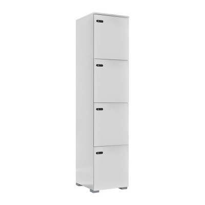 Locker Cabinet with 4 compartments and doors in white melamine. Sizes: mm. 450Lx460Dx1970H.