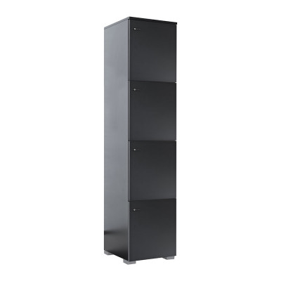 Locker Cabinet with 4 compartments in black melamine. Sizes: mm. 450Lx460Dx1970H.