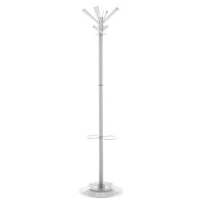 D1502BI Coat stand 4 + 4 points. Column in glossy white painted steel pipe.