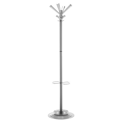 Coat stand 4 + 4 points. Column in steel pipe painted in glossy grey.