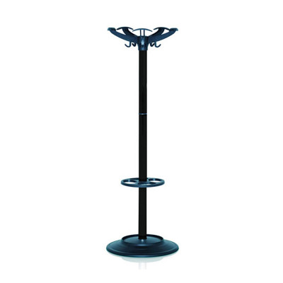 Coat stand 5 points + 5 hooks. Column in black painted steel pipe.