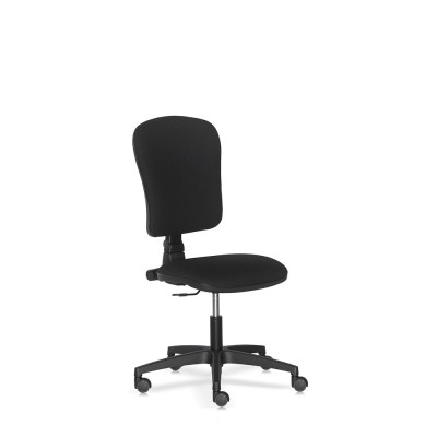 Operational seat, adjustable high backrest. Padded and covered in black fireproof fabric.
