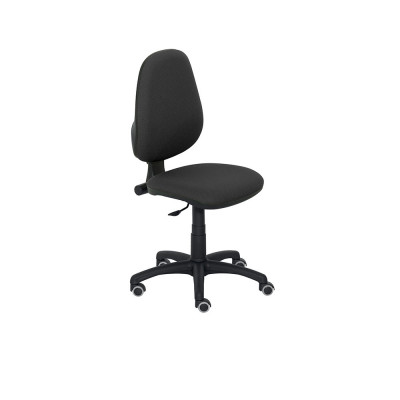 D2058N/16 Operational chair, medium adjustable backrest, plastic and black bases. Padded and covered in black fireproof fabric.