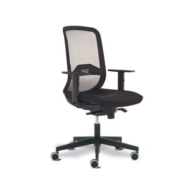 Office chair with mesh backrest and integrated adjustable lumbar support