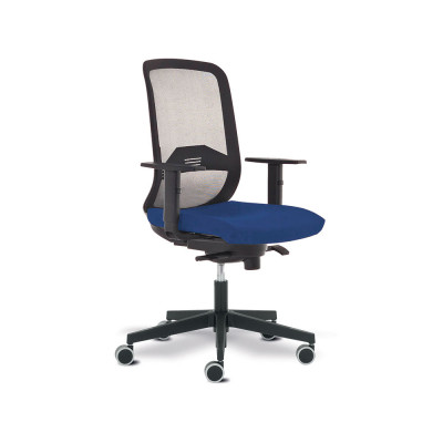 Office chair with mesh backrest and integrated adjustable lumbar support