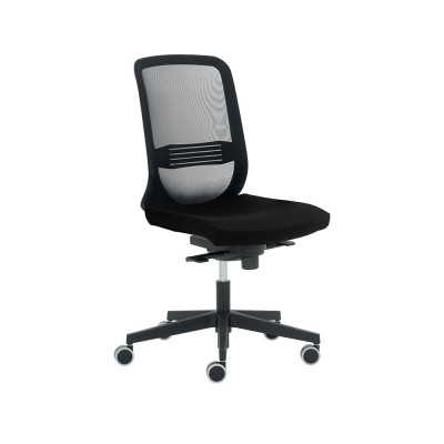 Office chair with medium backrest with integrated lumbar support adjustable in height.